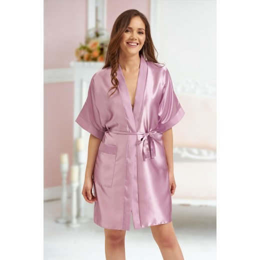 Dressing Gowns 2106 Soft Satin Dressing Gown Dusty Rose
